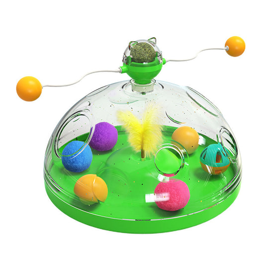 Interactive Turntable Pet Educational Toy Green - Multi-Function IQ Training Puzzle with Rotating Mechanism