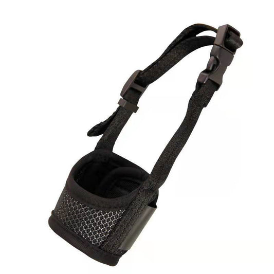 Black Dog Muzzle with Black Mesh - Breathable Anti-Bite Mouth Cover with Adjustable Buckle Straps