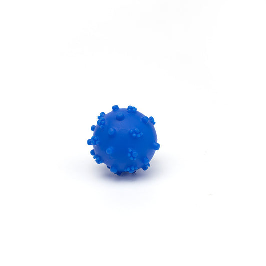 Blue Squeaky Dog Ball - Rubber Spiky Ball with Textured Nubs for Interactive Play