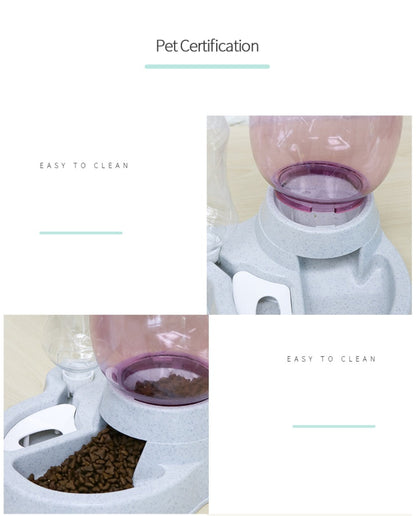 Easy to Clean - Pet Certification, Water Dispenser with Clean Water and Food Bowl with Kibble, Removable Parts
