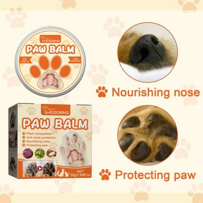Multi-Purpose Uses - Nourishing Nose (Dog Nose Close-up), Protecting Paw (Dog Paw Close-up),  Paw Balm Package and Tin

