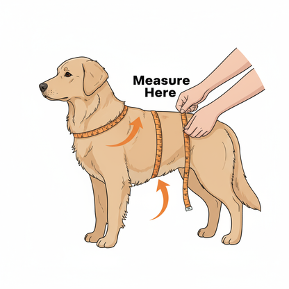 How to Measure Dog Chest for Harness - Measurement Guide Behind Front Legs at Widest Part
