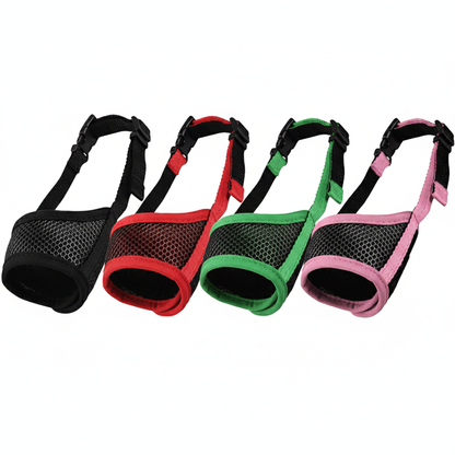  "Dog Muzzle Color Options - Black, Red, Green, Pink Breathable Mesh Designs"