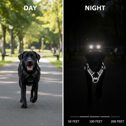 Reflective Harness Day vs Night Comparison - 360° Visibility Safety Feature Demonstration
