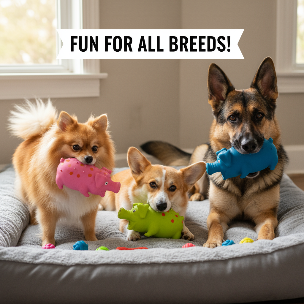 "Suitable for All Dog Breeds - Pomeranian, Corgi, German Shepherd Playing with Pig Toys"