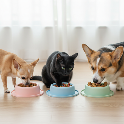  "Suitable for All Pets - Chihuahua, Cat, Corgi Using Slow Feeder Bowls"