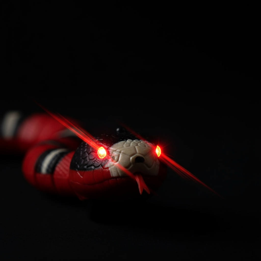 Snake Toy LED Eyes Flashing - Obstacle Detection Warning Feature Close-up"