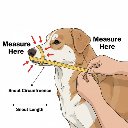 "How to Measure Dog Snout for Muzzle - Measurement Guide with Tape Around Widest Part"