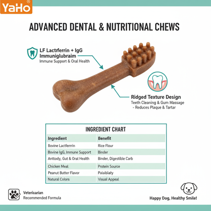 "Nutrition Benefits - LF, IgG, and Dental Cleaning with Textured Ends"