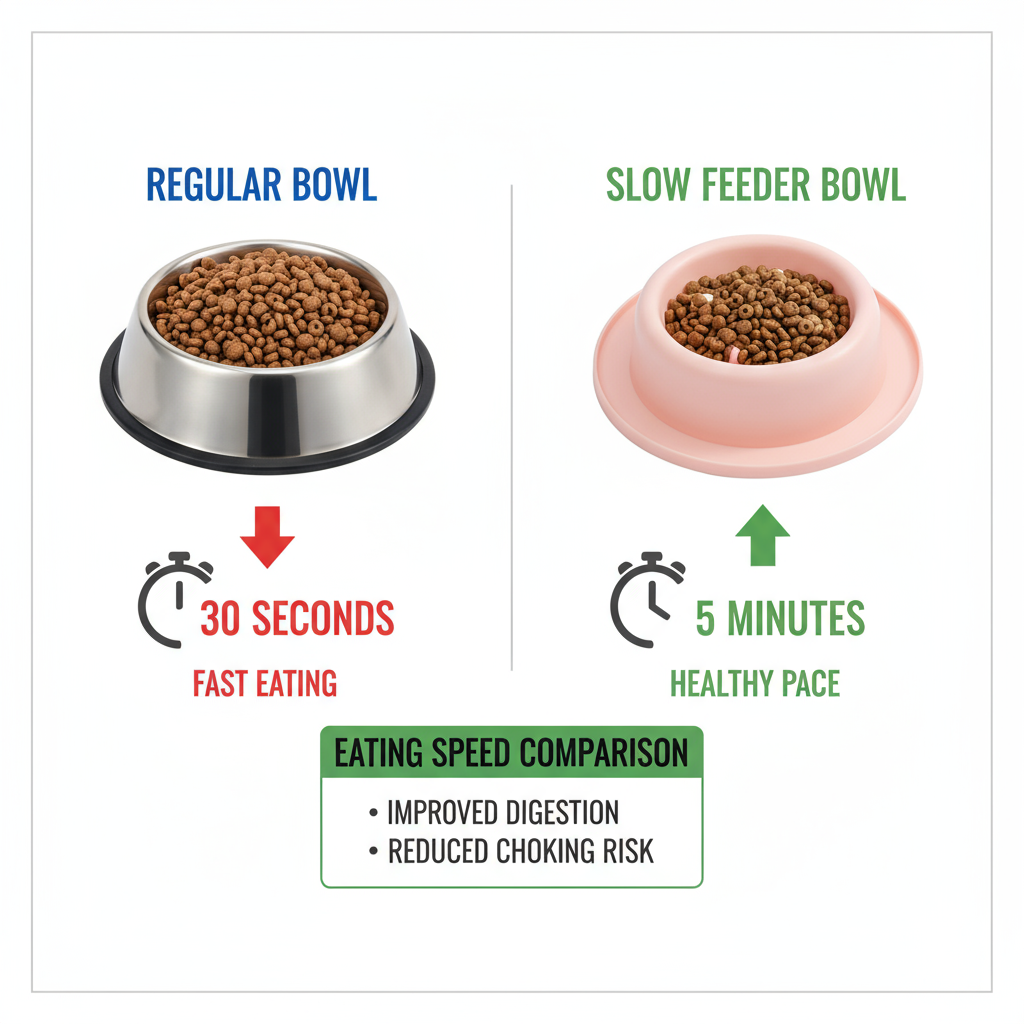  "Eating Speed Comparison - Regular Bowl 30 Seconds vs Slow Feeder 5 Minutes"