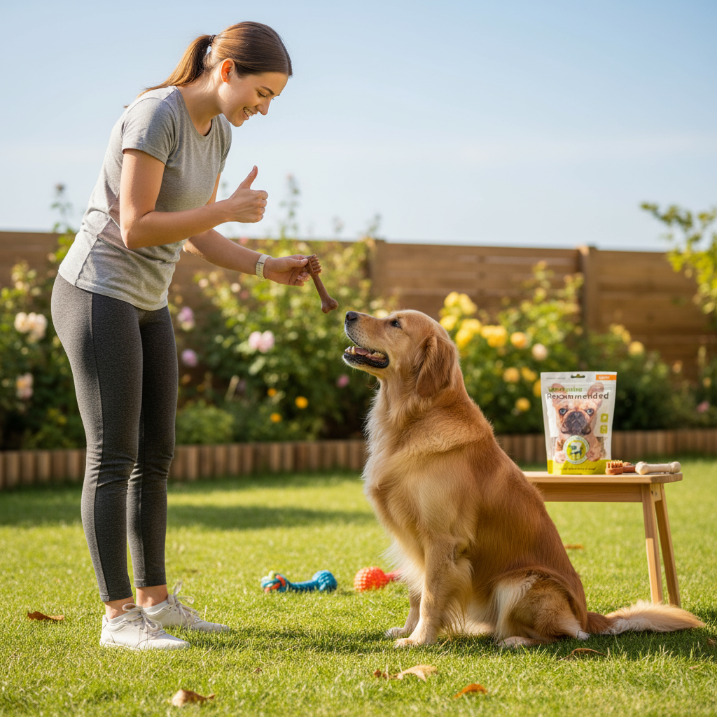"Dog Training with Bone Dental Treats - Positive Reinforcement Reward"
