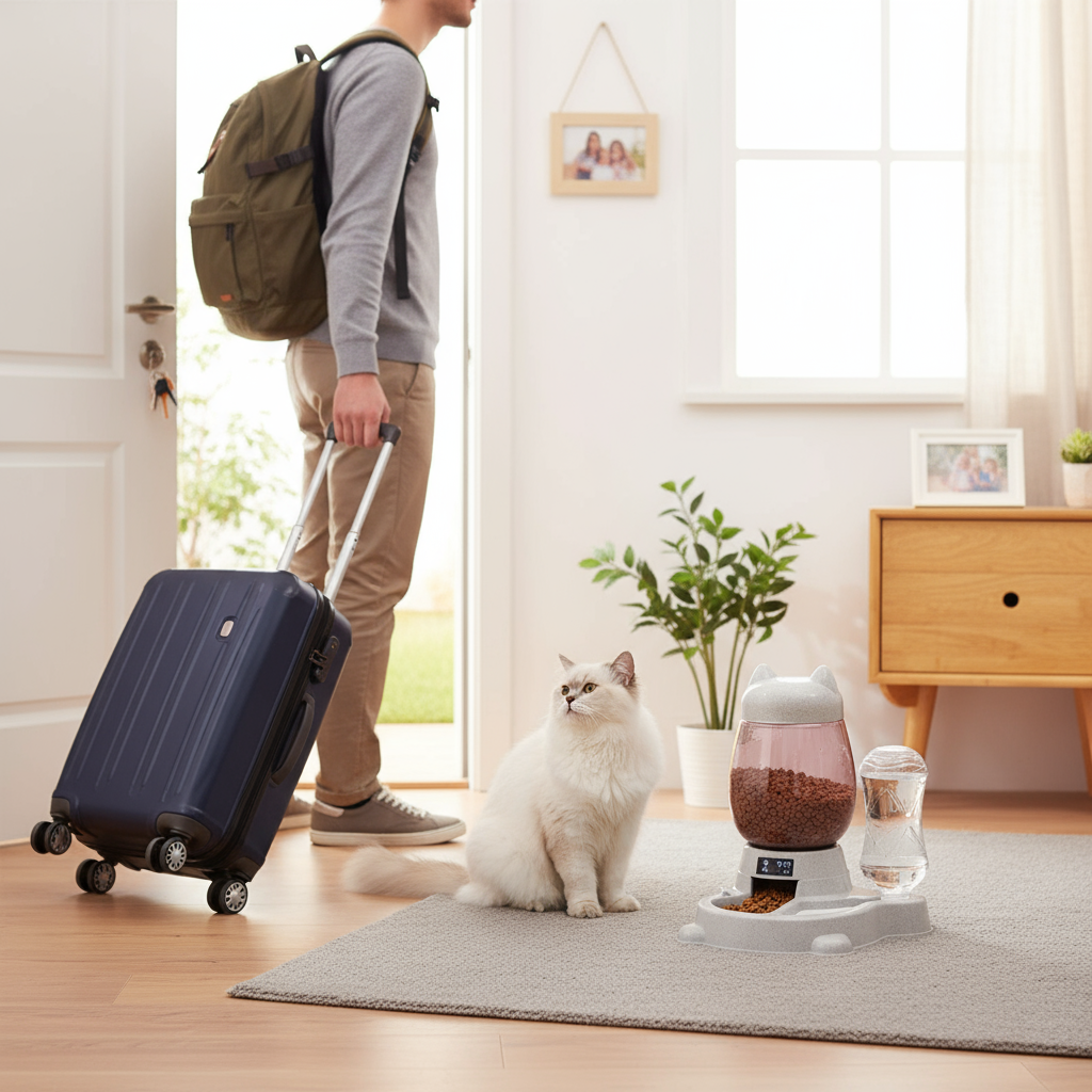 Weekend Trip Solution - Cat with Full Automatic Feeder for 2-3 Days"